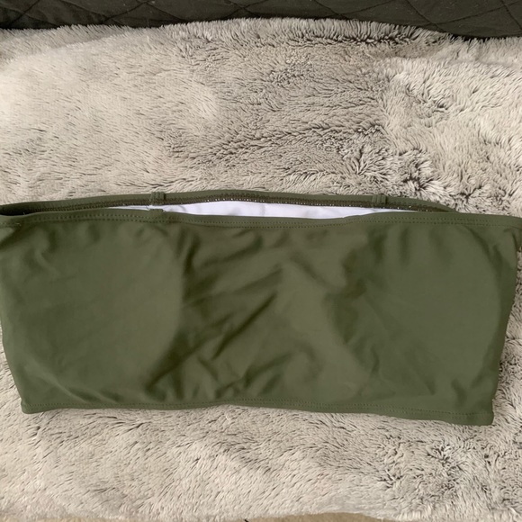 🌞 Army Green Bandeau Swim Top - Picture 2 of 3